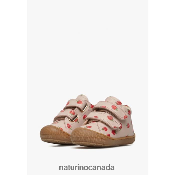 Kids COCOON VL Z2N0TL57 Naturino Leather Toddler Shoes with Strawberry Print Powder Pink