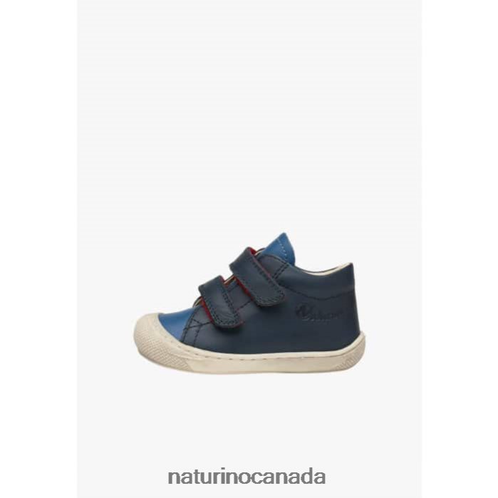 Kids COCOON VL Z2N0TL61 Naturino First Steps Shoes In Nappa Leather Navy-Light Blue