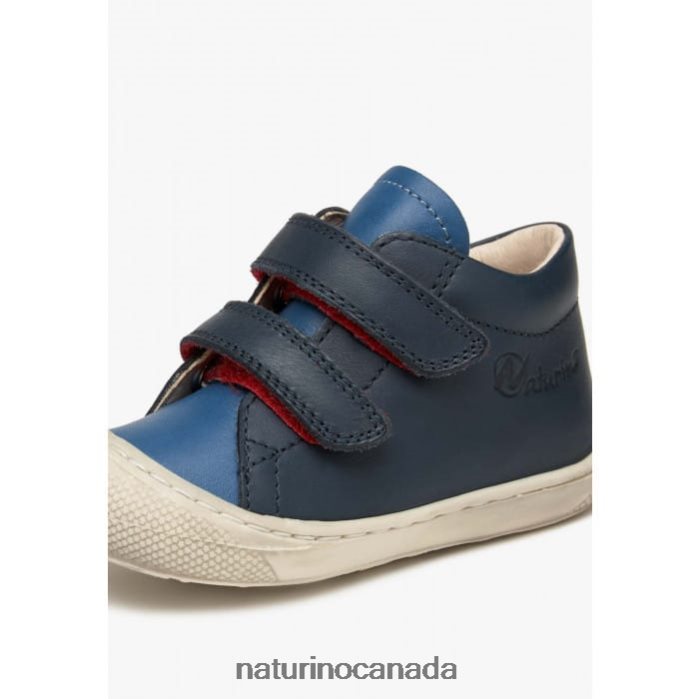 Kids COCOON VL Z2N0TL61 Naturino First Steps Shoes In Nappa Leather Navy-Light Blue