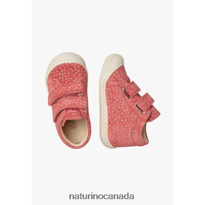 Kids COCOON VL Z2N0TL64 Naturino Suede First Steps Shoes with Pony Print Red
