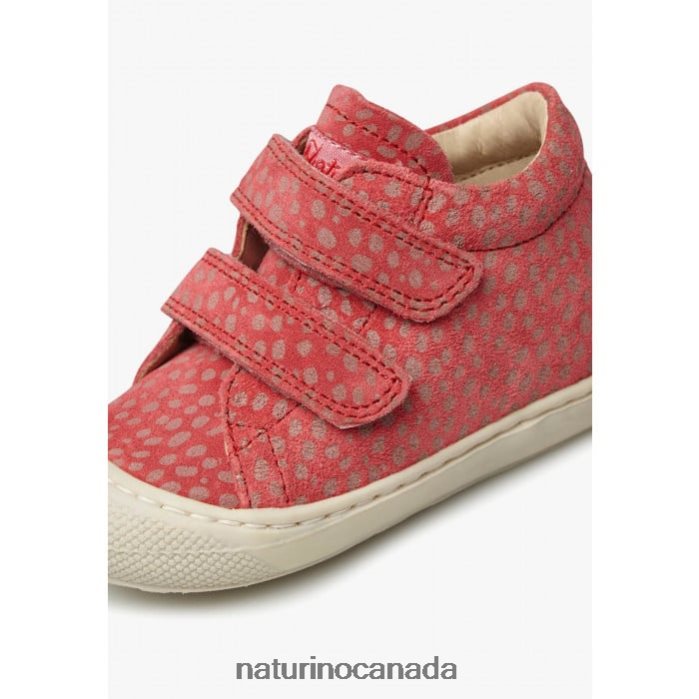 Kids COCOON VL Z2N0TL64 Naturino Suede First Steps Shoes with Pony Print Red