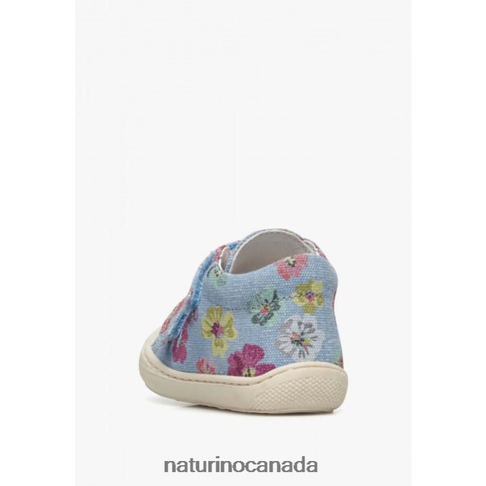 Kids COCOON VL Z2N0TL67 Naturino Fabric First Steps Shoes with Floral Print Light Blue