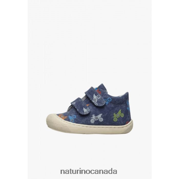 Kids COCOON VL Z2N0TL94 Naturino Fabric First Steps Shoes with Moto Print Blue