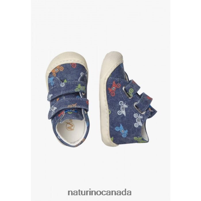 Kids COCOON VL Z2N0TL94 Naturino Fabric First Steps Shoes with Moto Print Blue