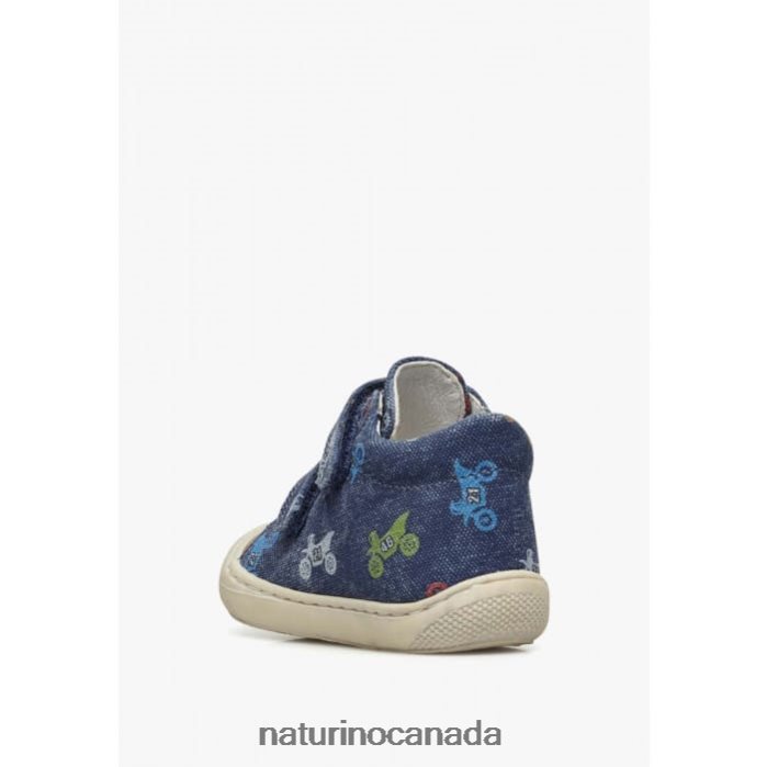 Kids COCOON VL Z2N0TL94 Naturino Fabric First Steps Shoes with Moto Print Blue