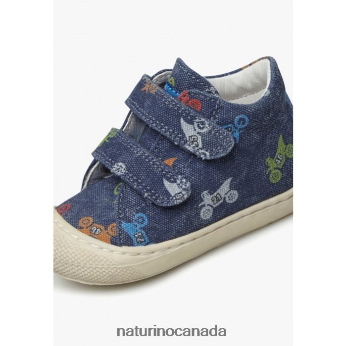 Kids COCOON VL Z2N0TL94 Naturino Fabric First Steps Shoes with Moto Print Blue
