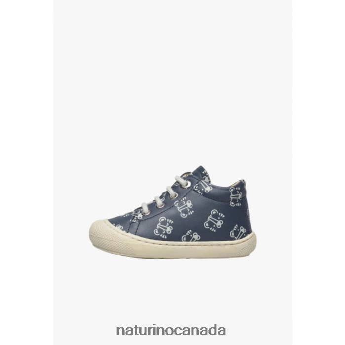 Kids COCOON Z2N0TL107 Naturino Leather Toddler Shoes with Tiger Print Navy