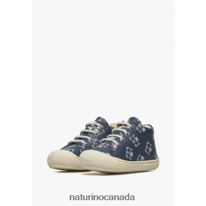 Kids COCOON Z2N0TL107 Naturino Leather Toddler Shoes with Tiger Print Navy