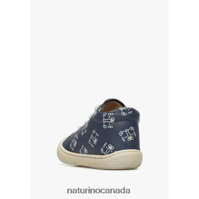 Kids COCOON Z2N0TL107 Naturino Leather Toddler Shoes with Tiger Print Navy