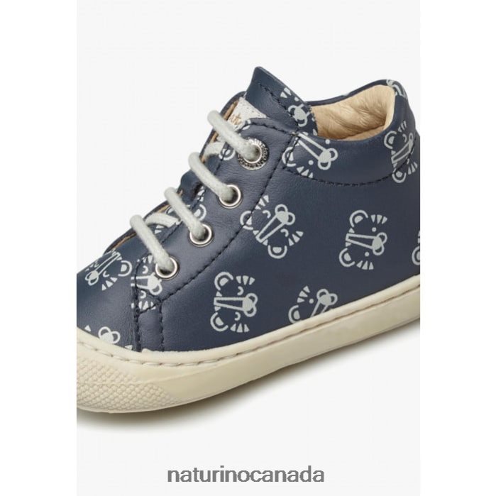 Kids COCOON Z2N0TL107 Naturino Leather Toddler Shoes with Tiger Print Navy