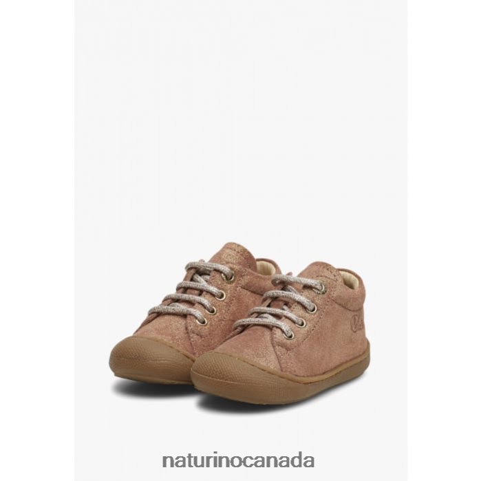 Kids COCOON Z2N0TL122 Naturino Glittered Suede First Step Shoes Antique Pink