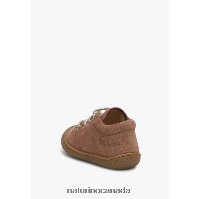 Kids COCOON Z2N0TL122 Naturino Glittered Suede First Step Shoes Antique Pink