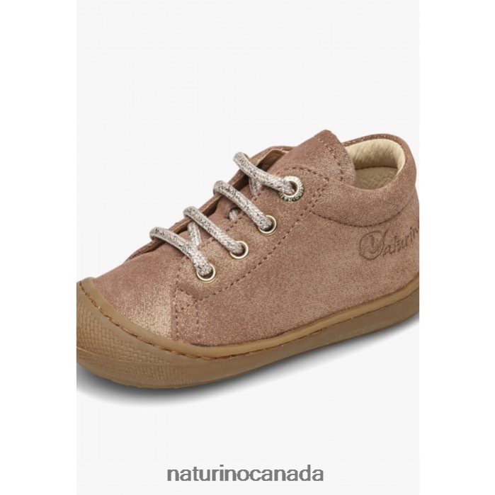 Kids COCOON Z2N0TL122 Naturino Glittered Suede First Step Shoes Antique Pink