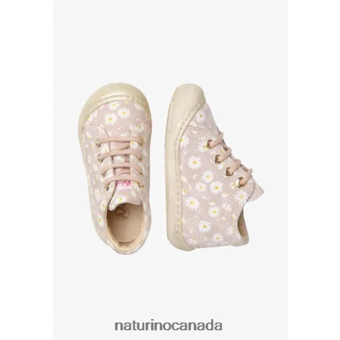 Kids COCOON Z2N0TL139 Naturino Suede First Steps Shoes with Daisy Print Pink