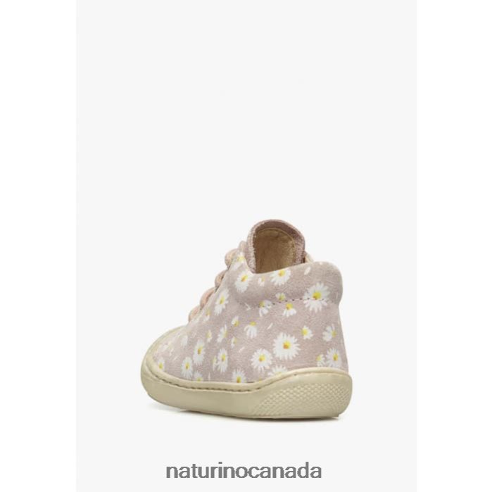 Kids COCOON Z2N0TL139 Naturino Suede First Steps Shoes with Daisy Print Pink