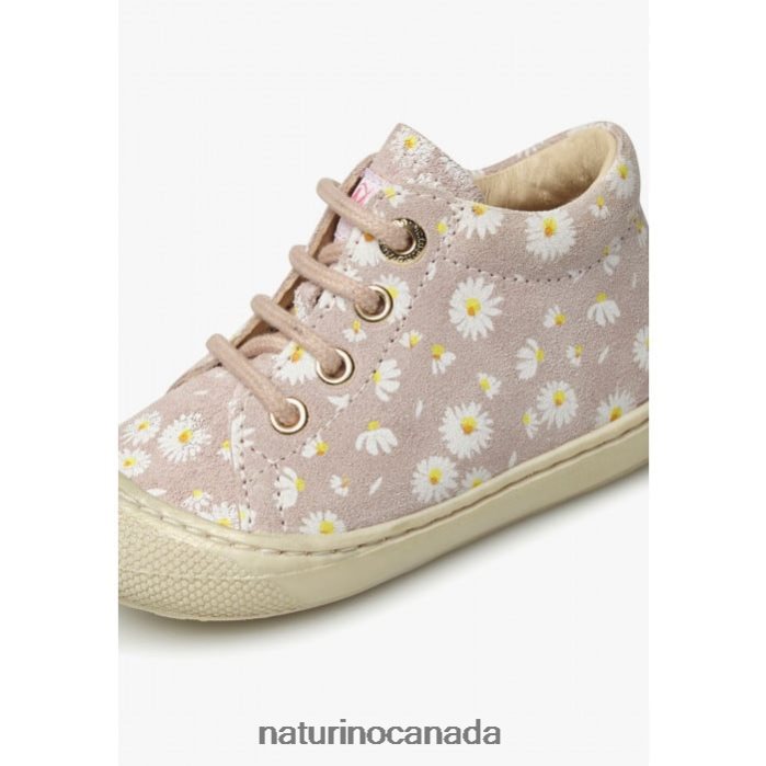 Kids COCOON Z2N0TL139 Naturino Suede First Steps Shoes with Daisy Print Pink