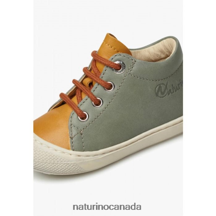 Kids COCOON Z2N0TL141 Naturino First Steps Shoes In Nappa Leather Green-Orange