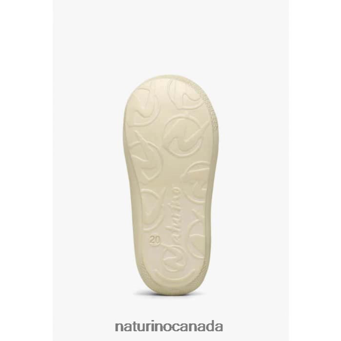 Kids COCOON Z2N0TL165 Naturino Leather First Step Shoes with Rose Print Platinum