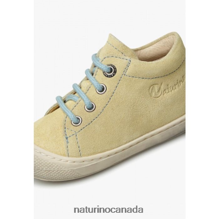 Kids COCOON Z2N0TL177 Naturino Suede First Steps Shoes Yellow-Light Blue