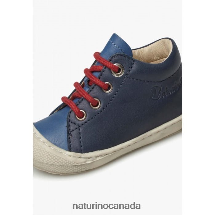 Kids COCOON Z2N0TL178 Naturino First Steps Shoes In Nappa Leather Navy-Light Blue