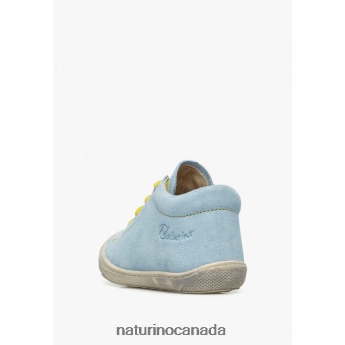Kids COCOON Z2N0TL182 Naturino Suede First Steps Shoes Light Blue-Yellow