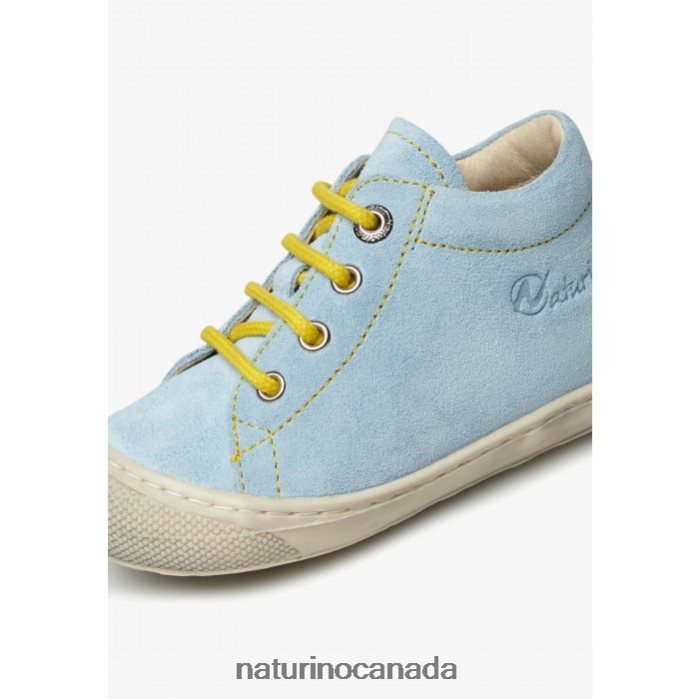 Kids COCOON Z2N0TL182 Naturino Suede First Steps Shoes Light Blue-Yellow