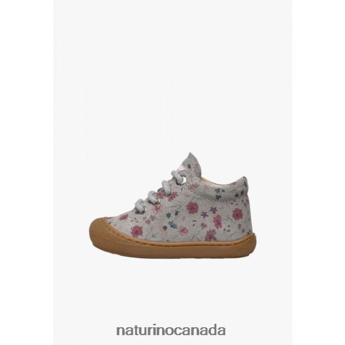 Kids COCOON Z2N0TL190 Naturino Flower Print Suede Toddler Shoes Grey