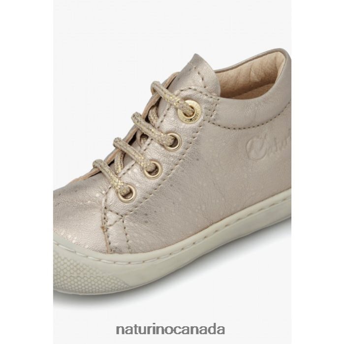 Kids COCOON Z2N0TL191 Naturino Metallic Leather First Step Booties Powder Pink