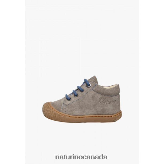 Kids COCOON Z2N0TL192 Naturino Suede First Steps Shoes Grey-Light Blue