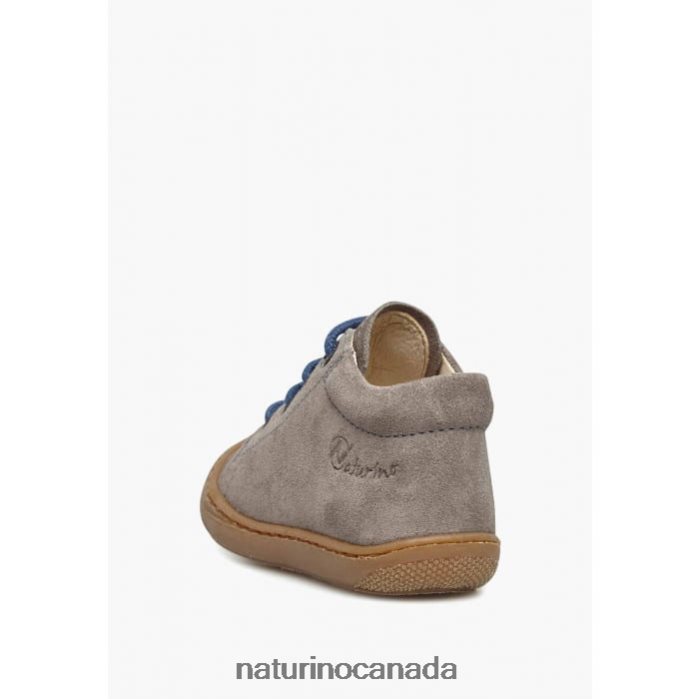 Kids COCOON Z2N0TL192 Naturino Suede First Steps Shoes Grey-Light Blue