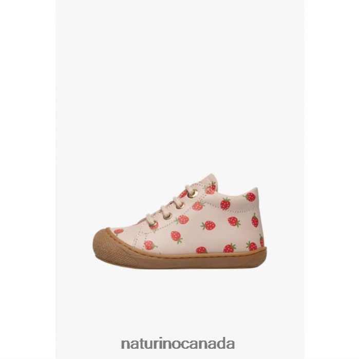 Kids COCOON Z2N0TL60 Naturino First Steps Shoes In Printed Nappa Leather Powder Pink