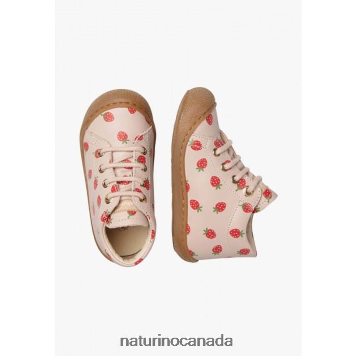 Kids COCOON Z2N0TL60 Naturino First Steps Shoes In Printed Nappa Leather Powder Pink