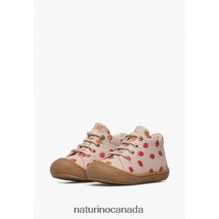 Kids COCOON Z2N0TL60 Naturino First Steps Shoes In Printed Nappa Leather Powder Pink