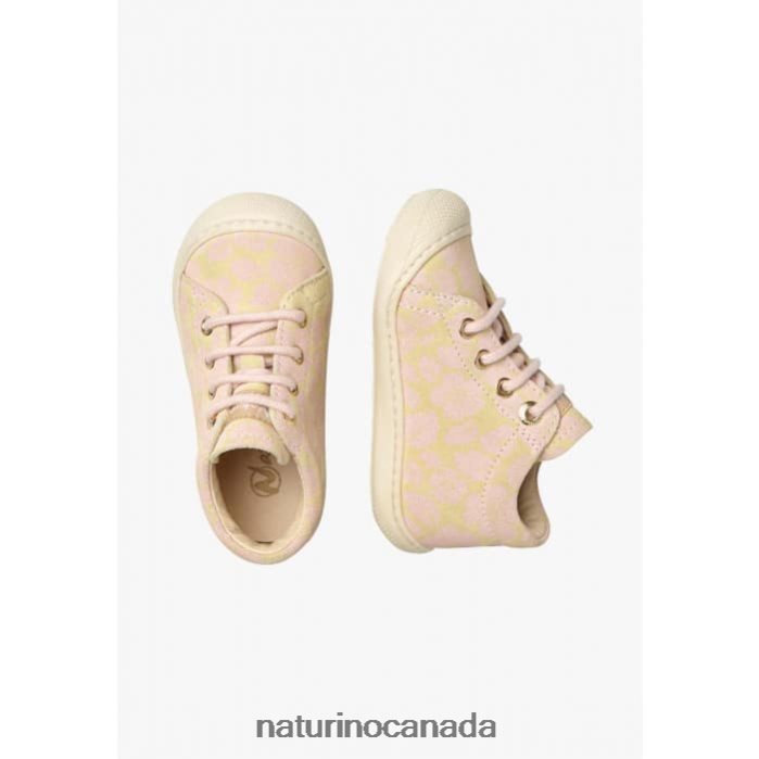 Kids COCOON Z2N0TL79 Naturino Suede First Steps Shoes Powder Pink-Gold