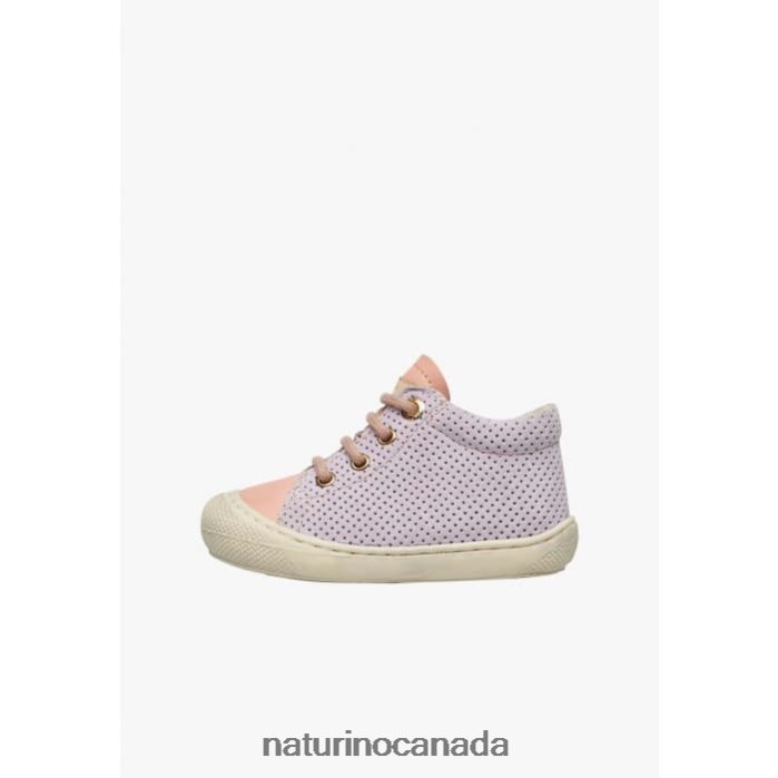 Kids COCOON Z2N0TL80 Naturino Leather and Suede First Steps Shoes Lilac