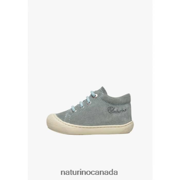 Kids COCOON Z2N0TL87 Naturino Suede First Steps Shoes Light Green-Sky Blue