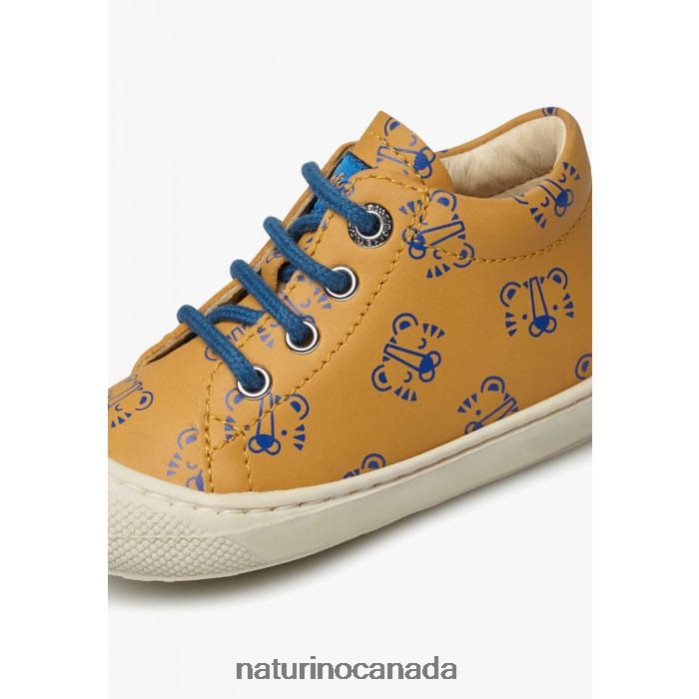 Kids COCOON Z2N0TL99 Naturino Leather Toddler Shoes with Tiger Print Pumpkin