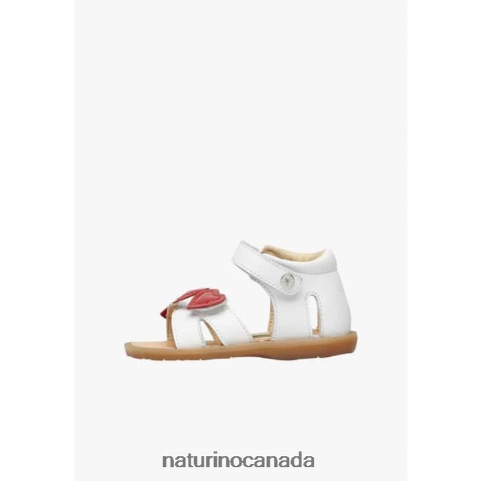 Kids BEEME Z2N0TL240 Naturino Leather Sandals White-Red