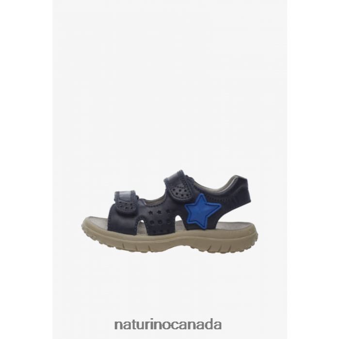 Kids DOCK Z2N0TL541 Naturino Leather Sandals with Velcro Blue