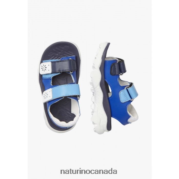 Kids GAHO JUNIOR Z2N0TL28 Naturino Faux Leather Active Sandals Navy-White