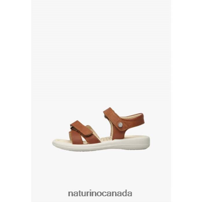 Kids HOUDAN Z2N0TL545 Naturino Leather Sandals Cognac