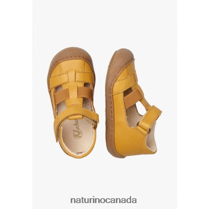 Kids LANGEN Z2N0TL598 Naturino Semi-Closed Sandals with Elastic Insert Pumpkin