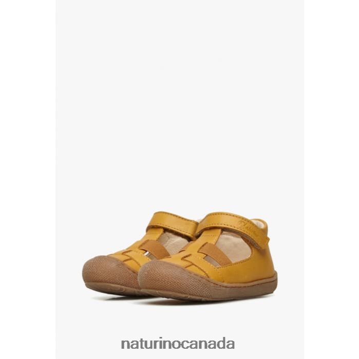 Kids LANGEN Z2N0TL598 Naturino Semi-Closed Sandals with Elastic Insert Pumpkin