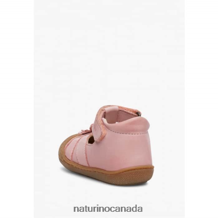 Kids MAGGY Z2N0TL596 Naturino Semi-Closed Sandals with Applied Flowers Pink