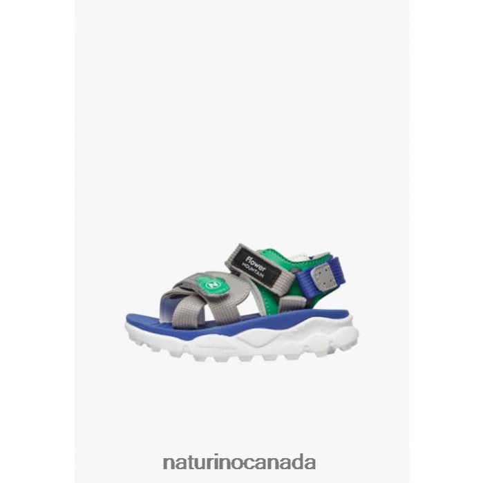 Kids NAZCA 2 JUNIOR Z2N0TL25 Naturino Faux Leather and Fabric Active Sandals Grey-Green