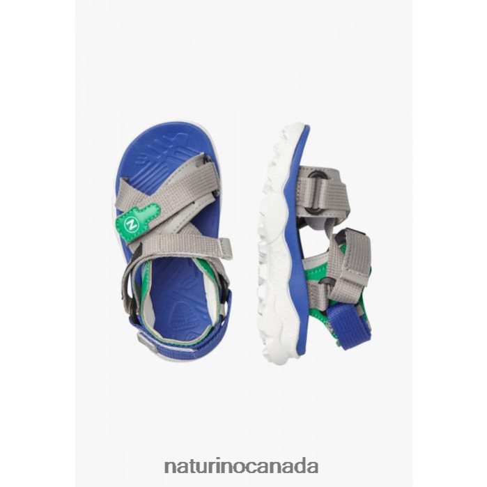 Kids NAZCA 2 JUNIOR Z2N0TL25 Naturino Faux Leather and Fabric Active Sandals Grey-Green
