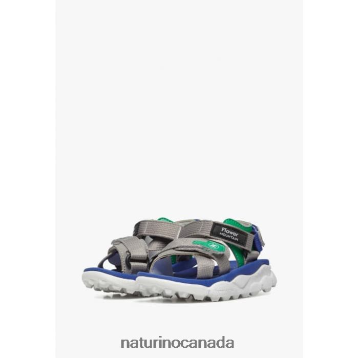 Kids NAZCA 2 JUNIOR Z2N0TL25 Naturino Faux Leather and Fabric Active Sandals Grey-Green