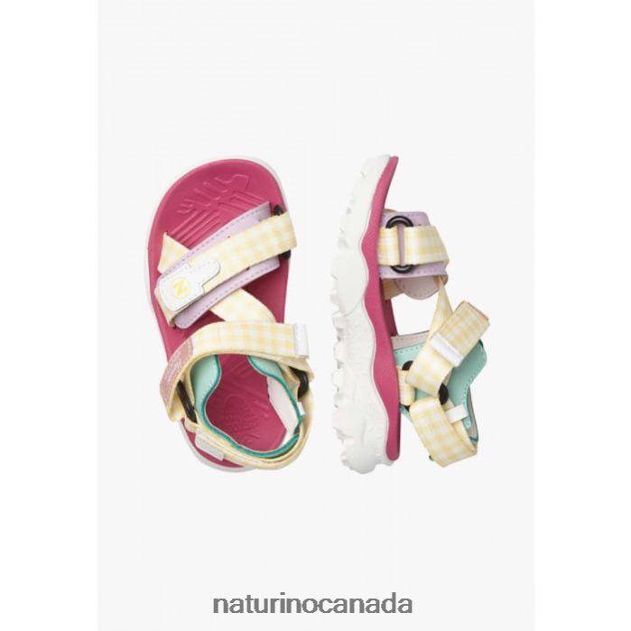 Kids NAZCA 2 JUNIOR Z2N0TL26 Naturino Faux Leather and Fabric Active Sandals Yellow-Pink