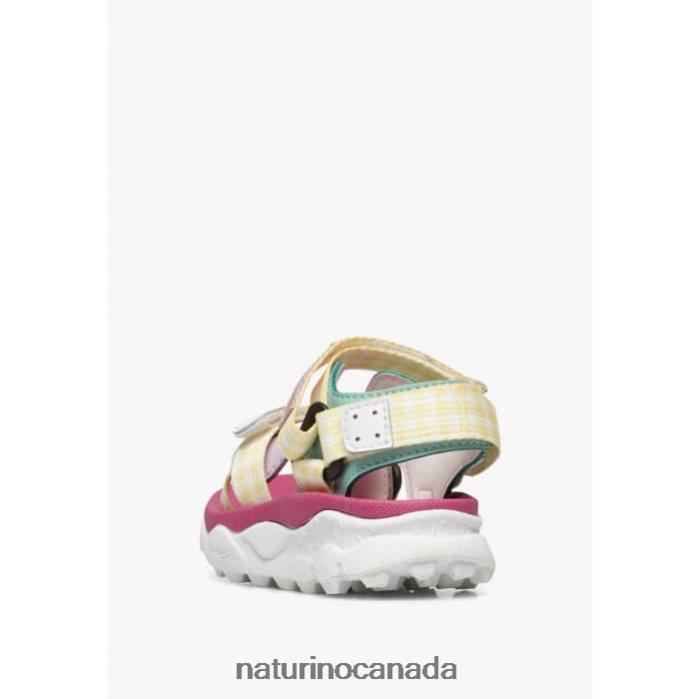 Kids NAZCA 2 JUNIOR Z2N0TL26 Naturino Faux Leather and Fabric Active Sandals Yellow-Pink