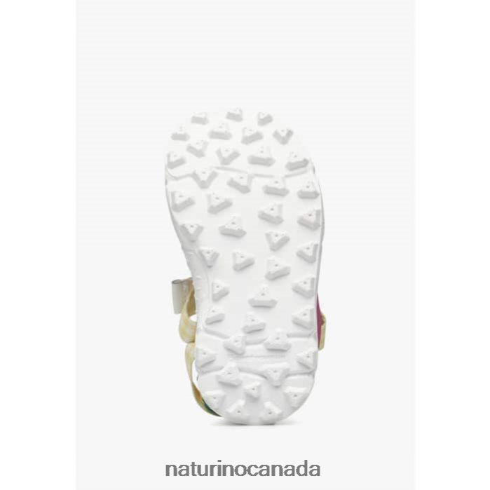 Kids NAZCA 2 JUNIOR Z2N0TL26 Naturino Faux Leather and Fabric Active Sandals Yellow-Pink